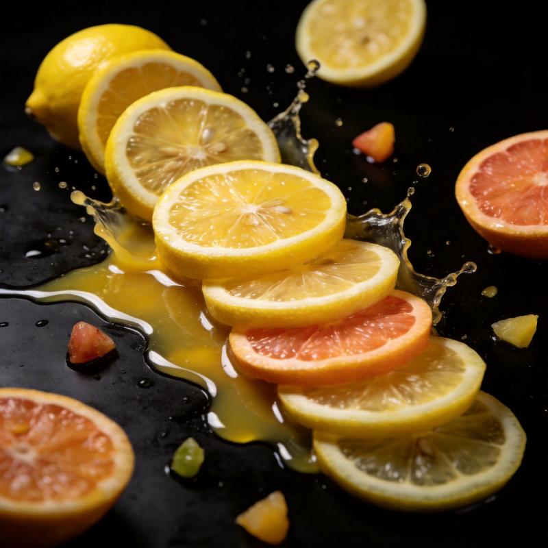 柠檬橙子切片飞溅图片