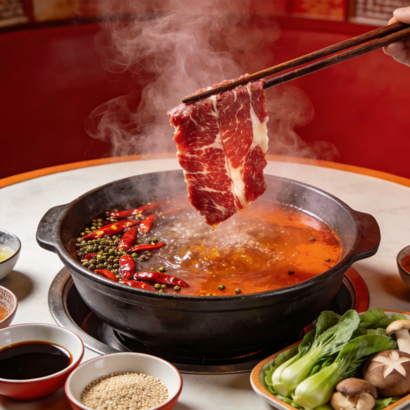 火锅鲜肉涮煮中图片