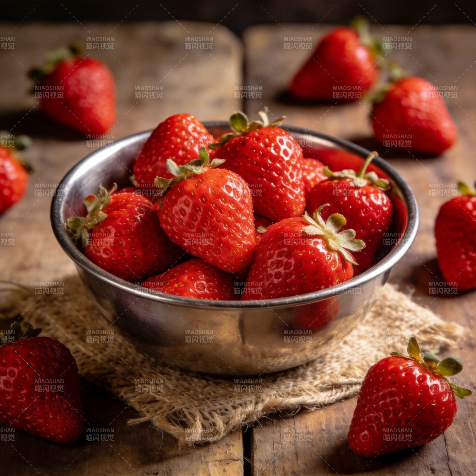 鲜红草莓盛碗中图片