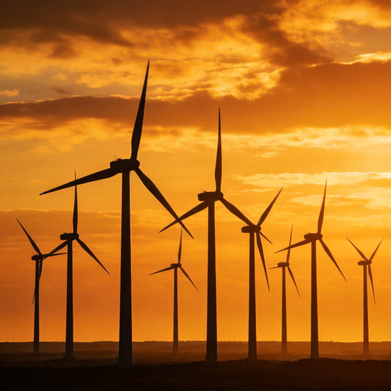 风车剪影夕阳下图片