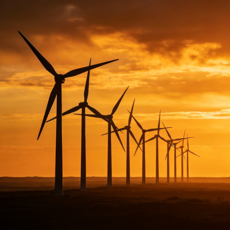 风车剪影夕阳下图片