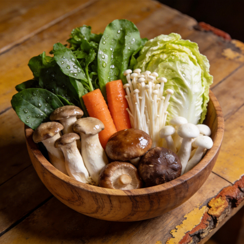 新鲜蔬菜菌菇拼盘图片