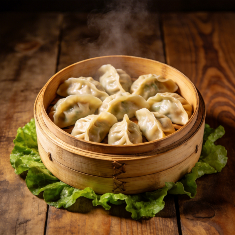 热腾腾的蒸饺图片