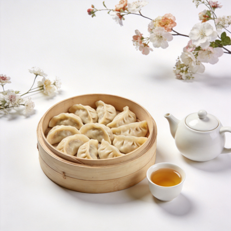春日蒸饺茶香图片