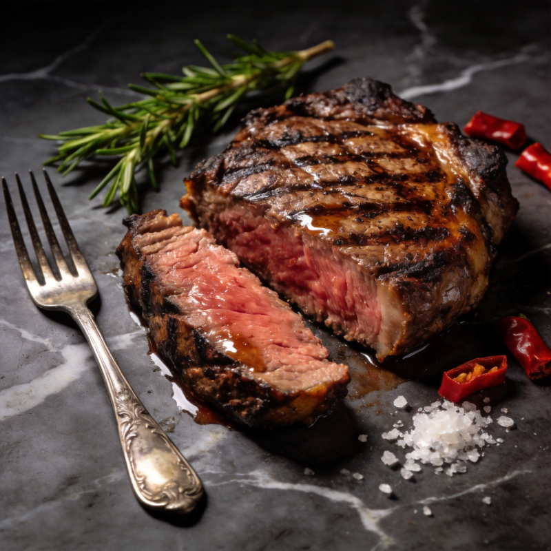 烤牛排配迷迭香图片