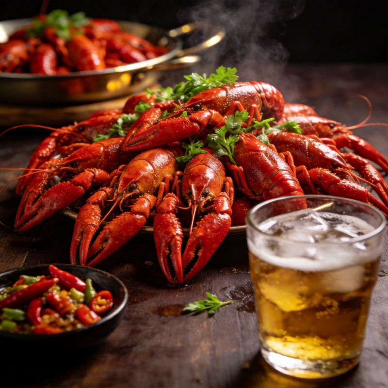 龙虾盛宴配啤酒图片