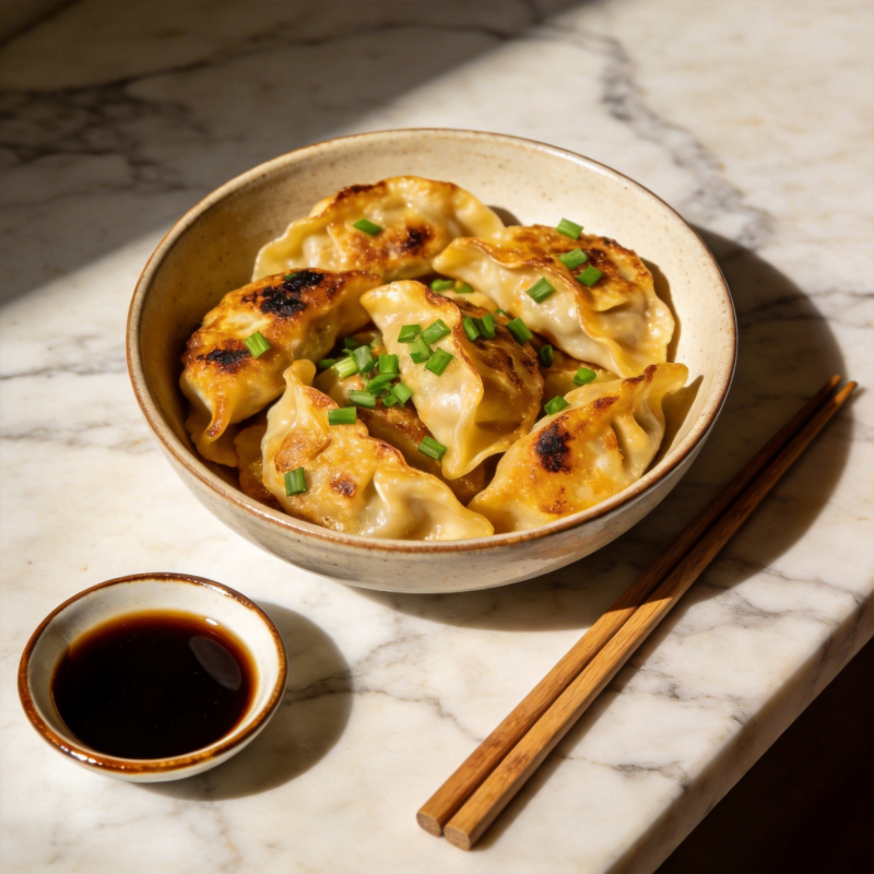 煎饺配蘸酱图片