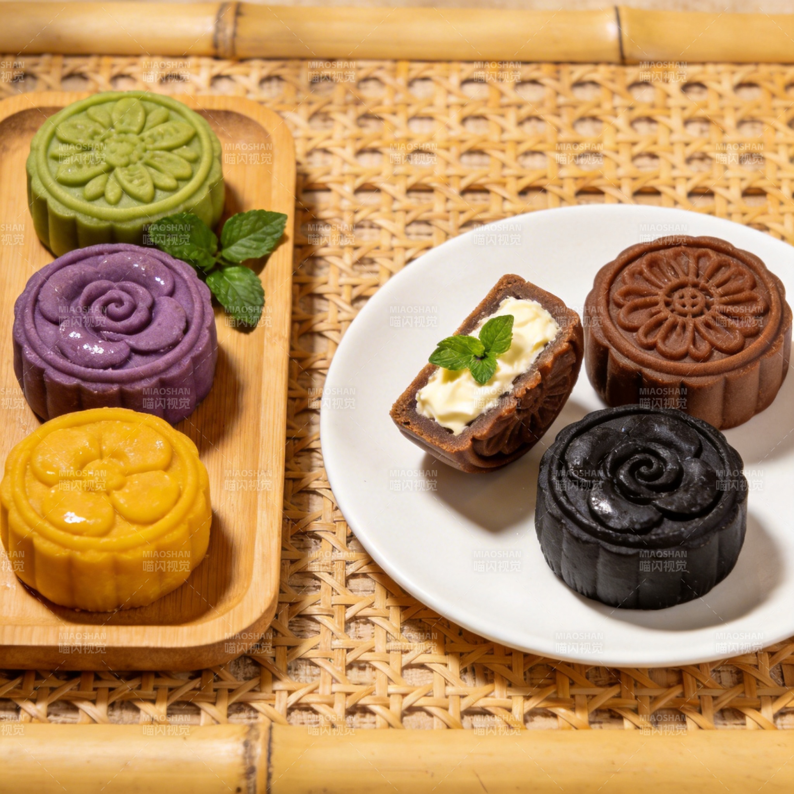 多彩月饼精致呈现图片