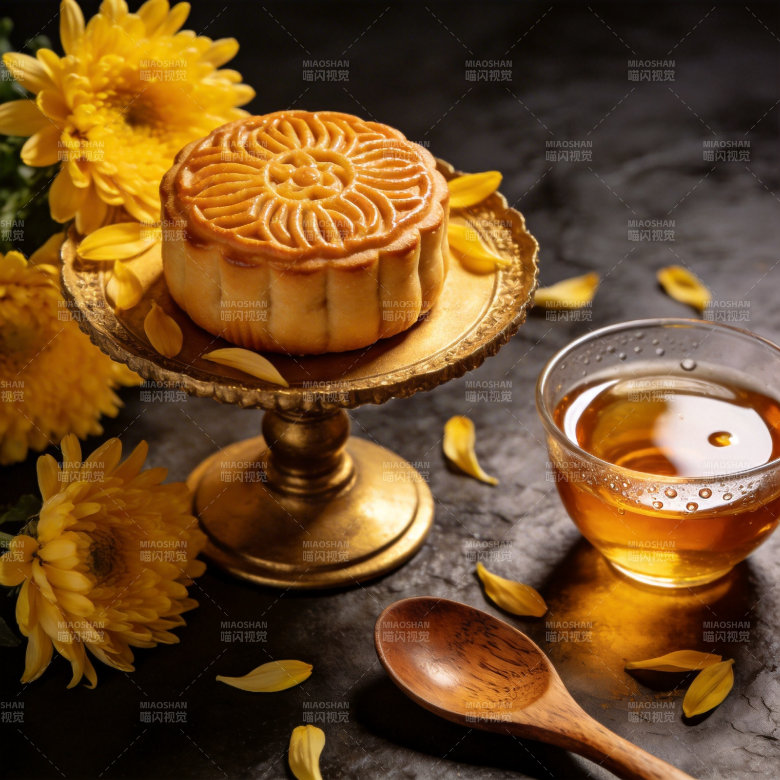 中秋月饼茶香伴图片