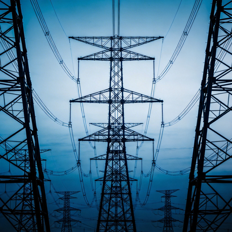 电力塔群剪影图片