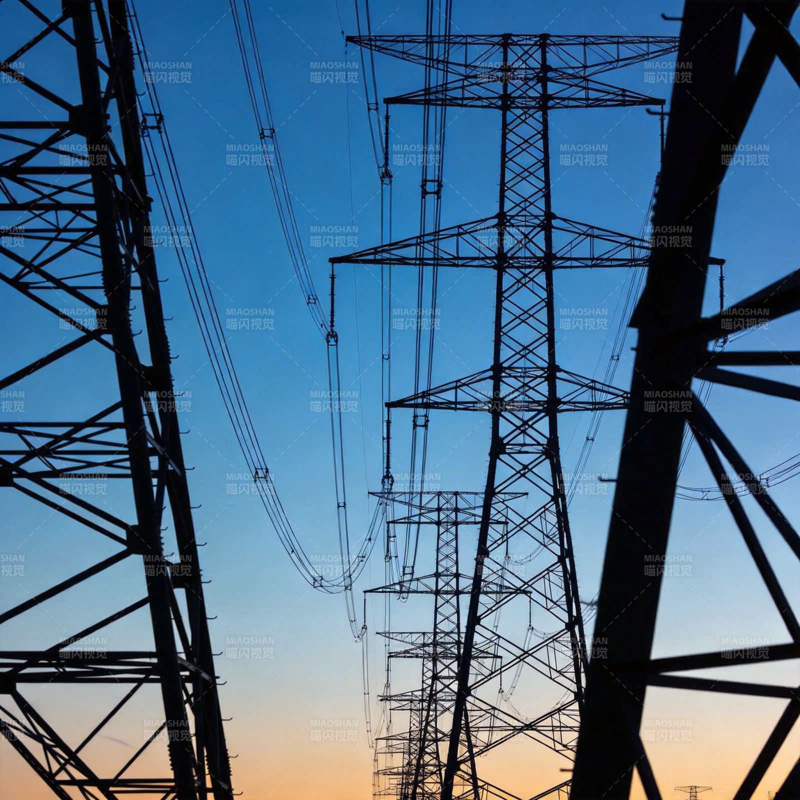 电力塔剪影图片