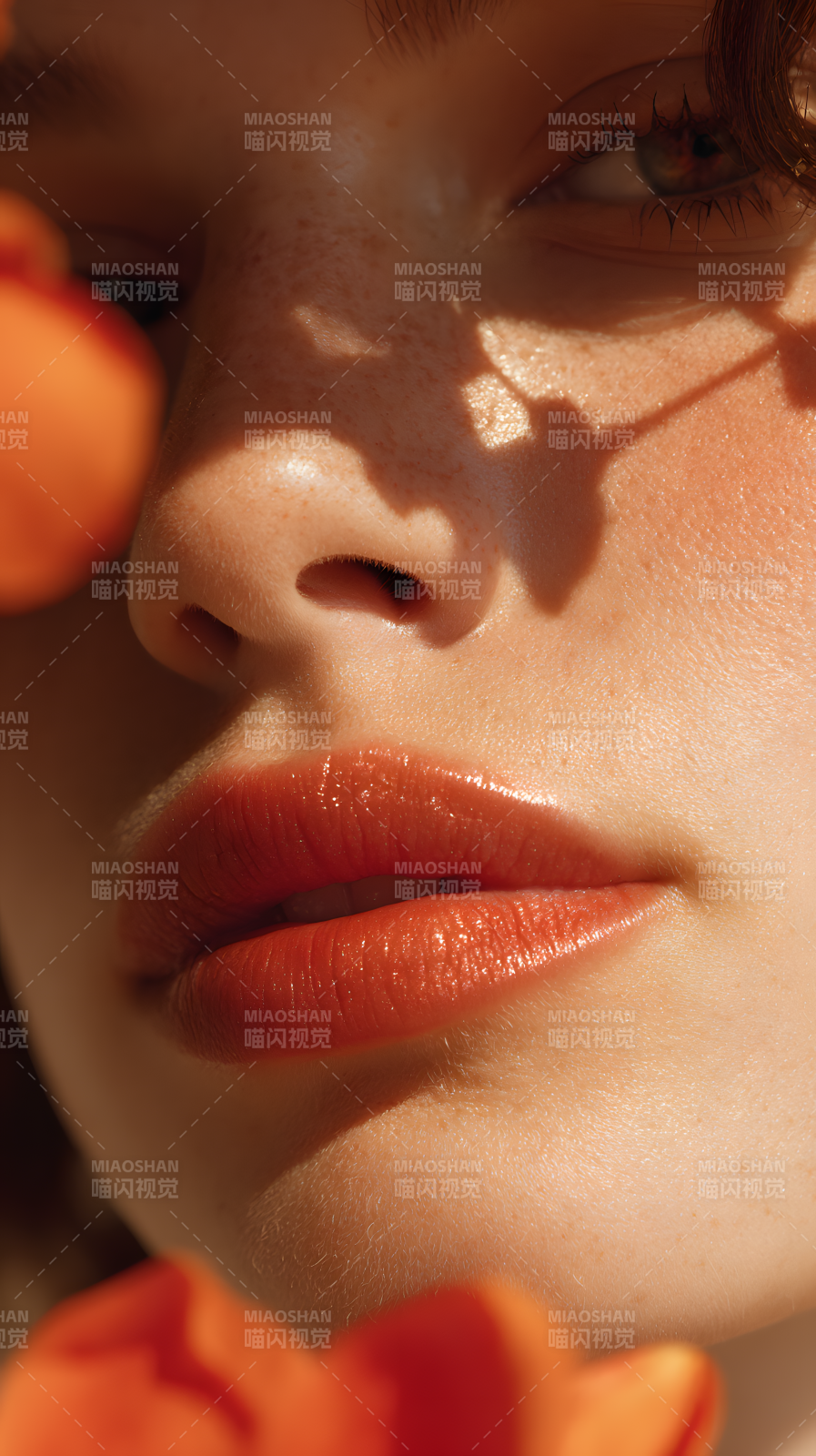 橙花映面 光影柔情图片