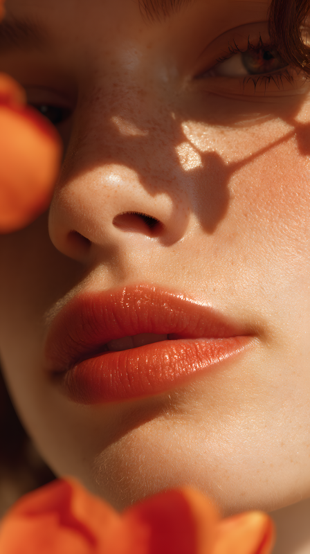 橙花映面 光影柔情图片