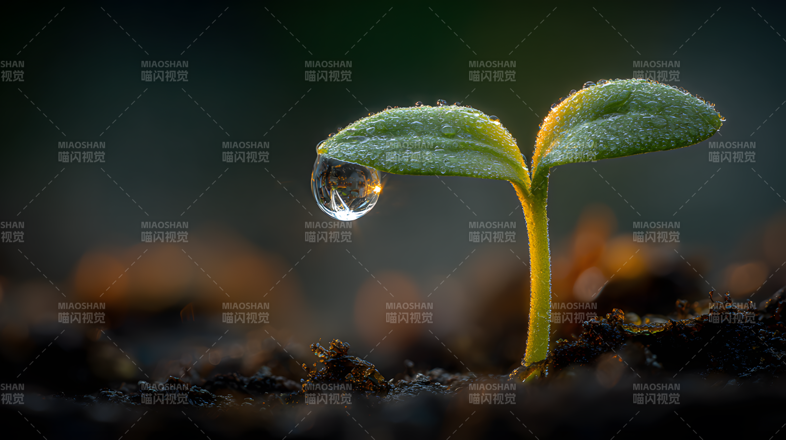 萌芽破土 露珠晶莹图片