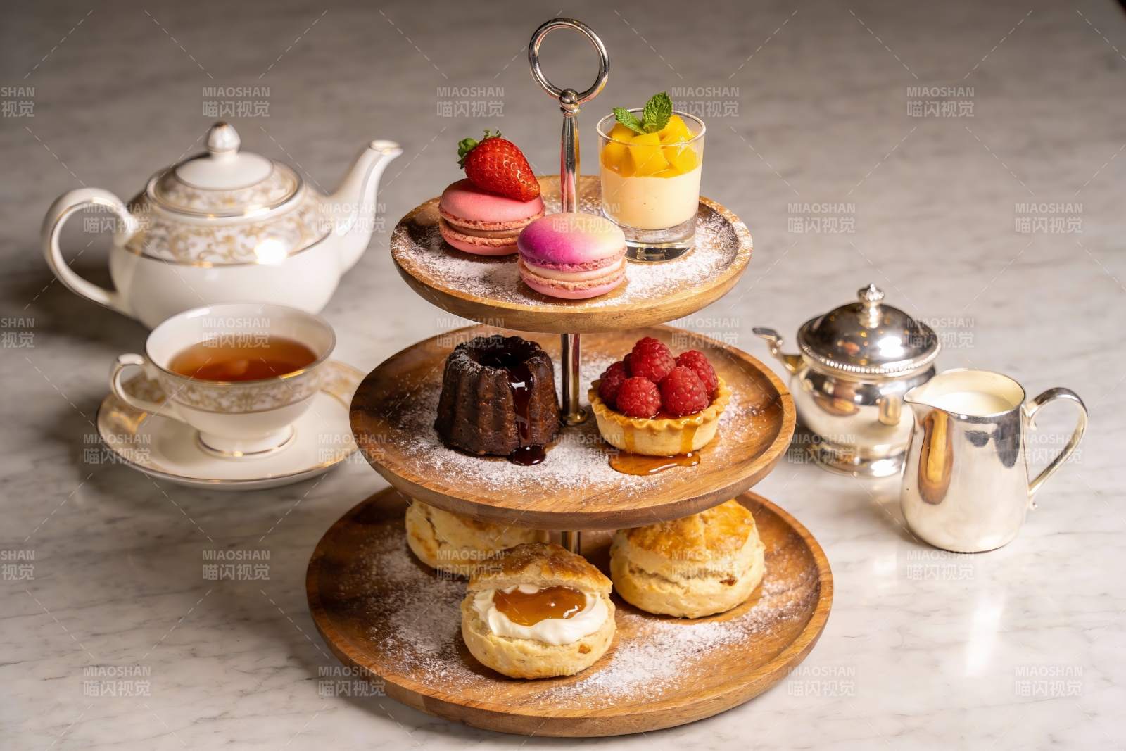 精致英式下午茶点心摆盘图片