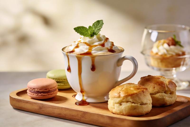 咖啡甜点摆盘精美诱人图片