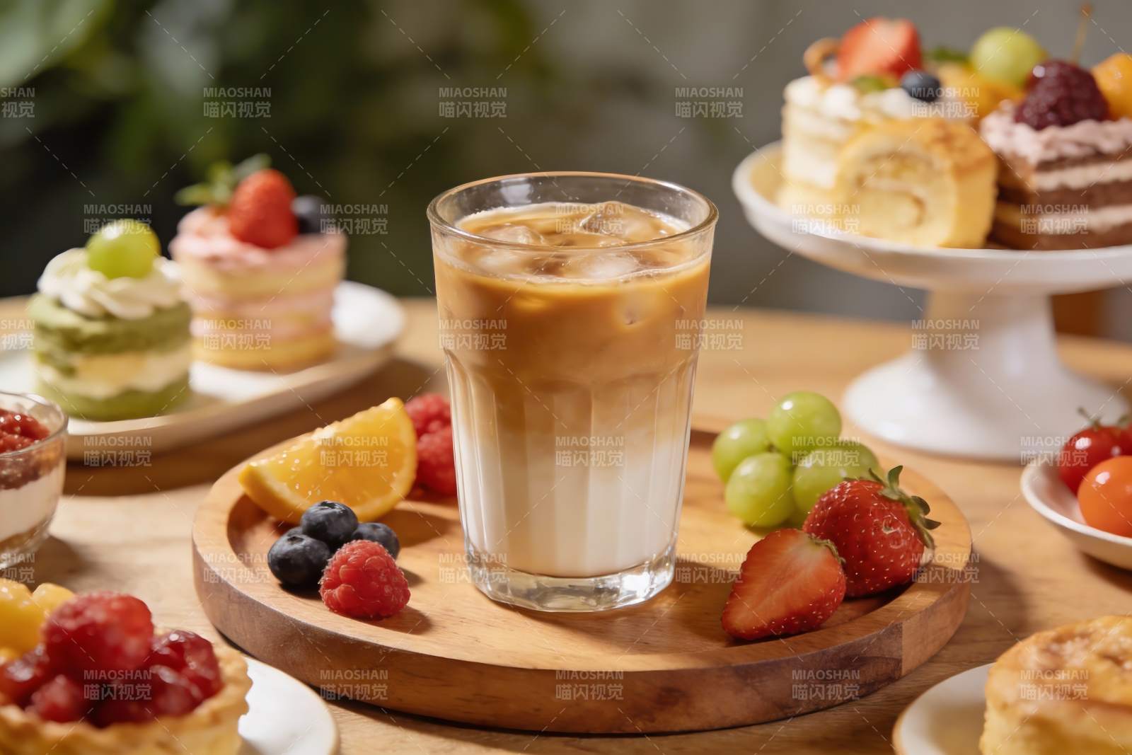 冰咖啡与甜点美食图片