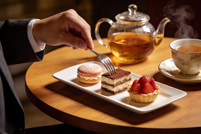 优雅下午茶甜点与红茶图片