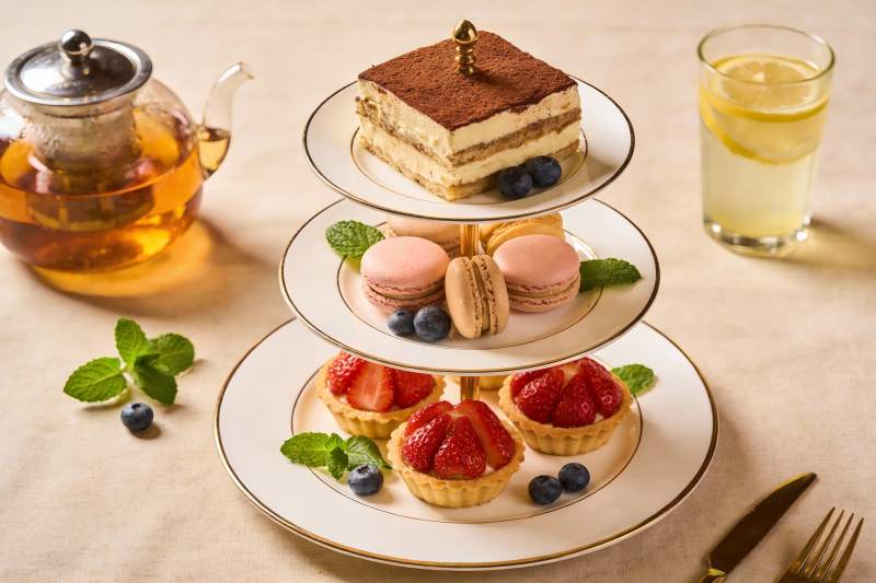 精致下午茶甜点与茶饮图片