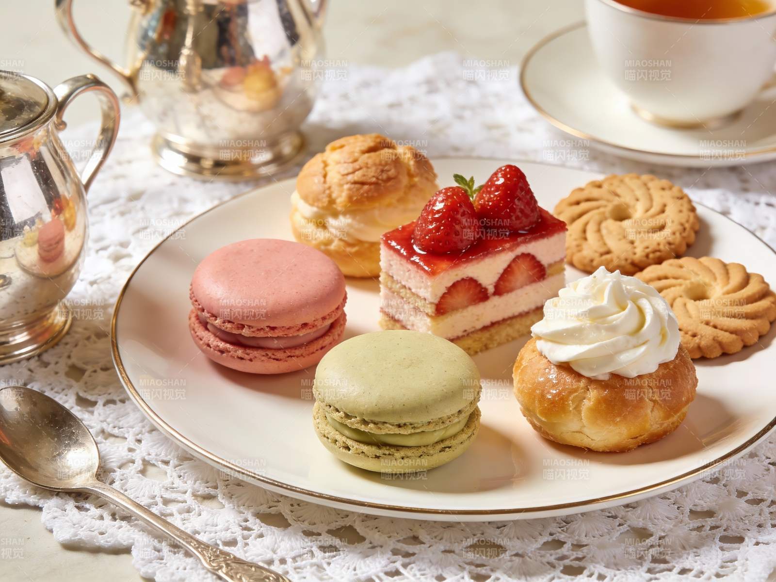 精致下午茶甜点摆盘图片
