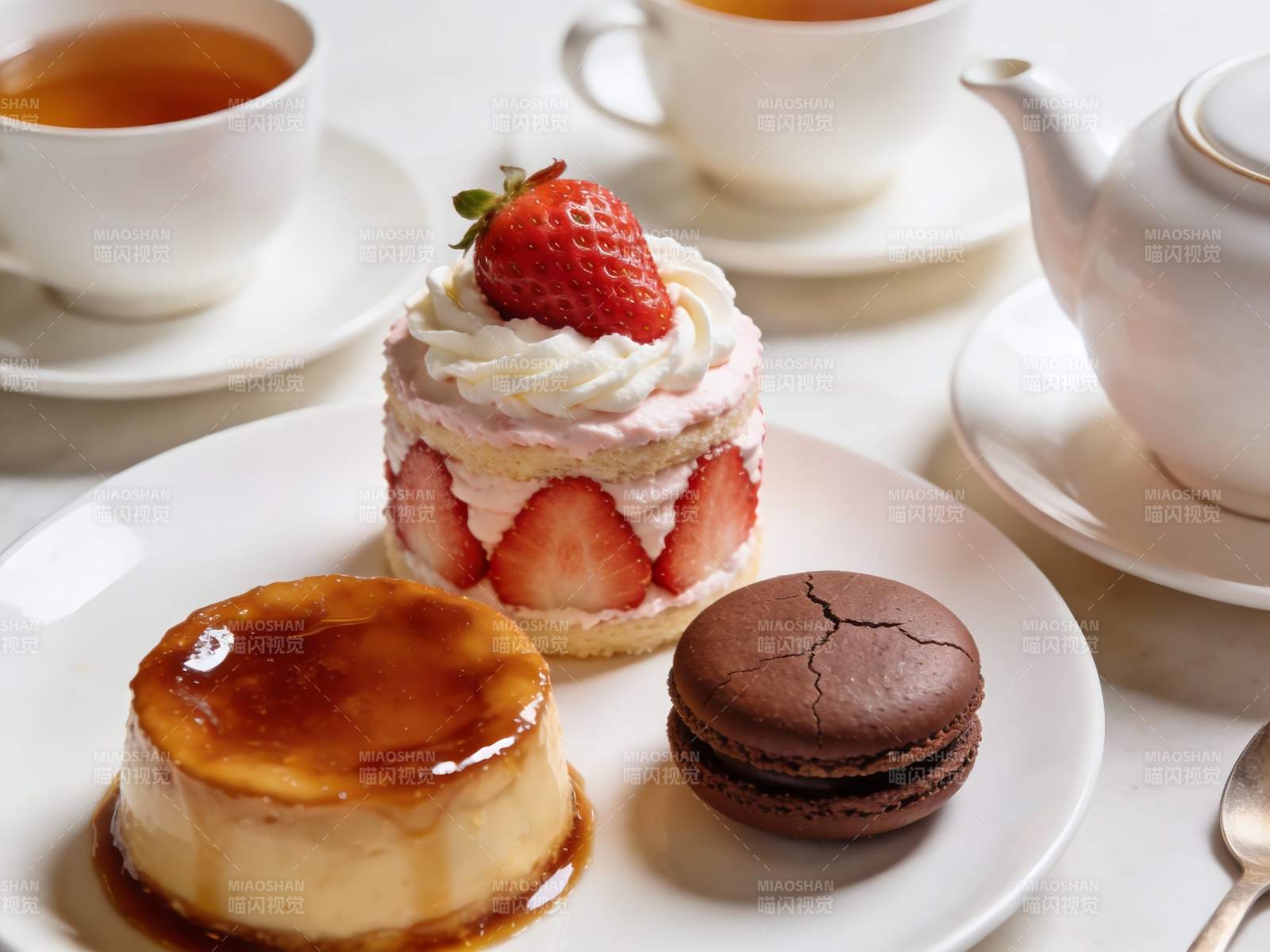 精致下午茶甜点与茶饮图片