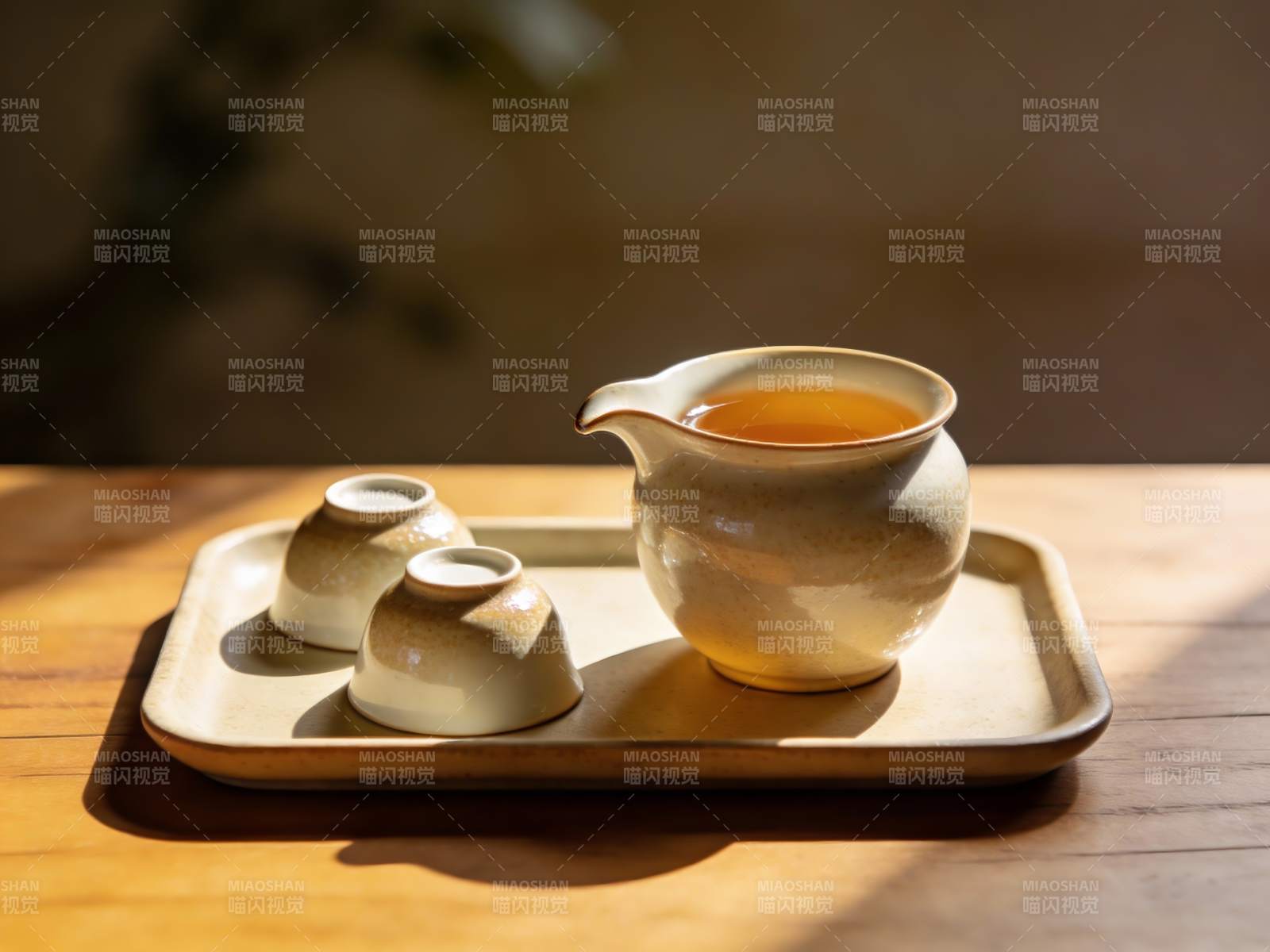 暖阳下的茶具静物图片