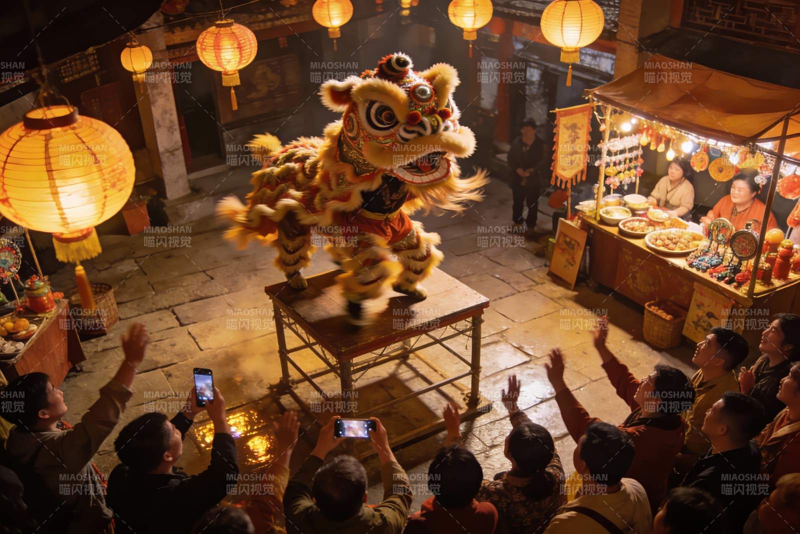 舞狮表演热闹非凡图片