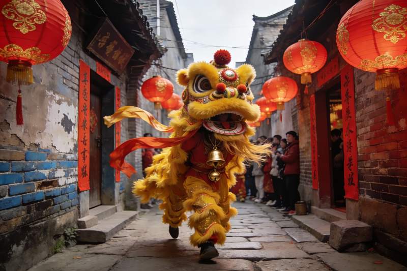 古巷舞狮迎新春图片