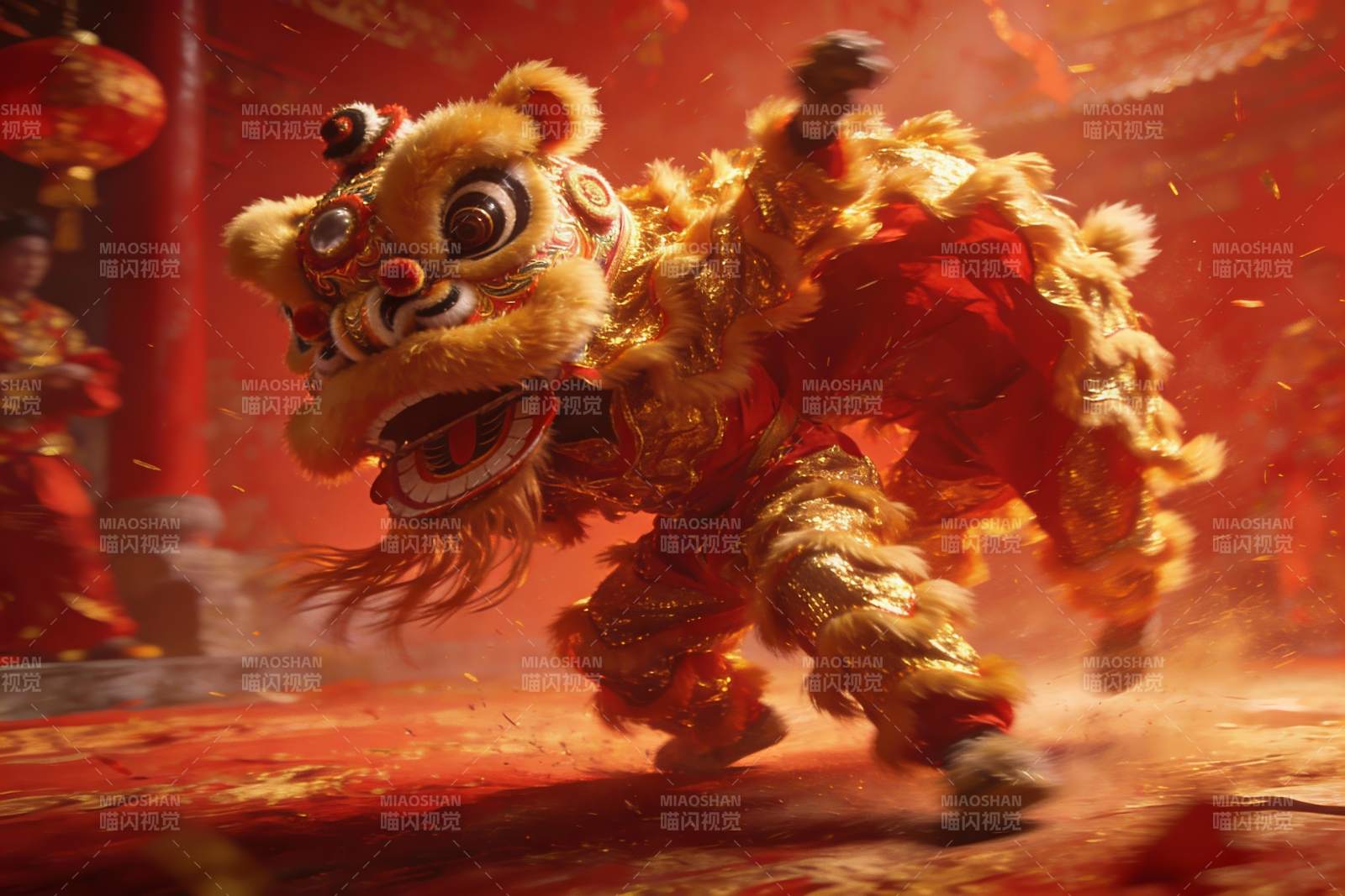 舞狮表演热闹非凡图片