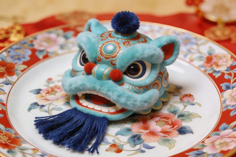 色彩鲜艳的舞狮头摆件图片