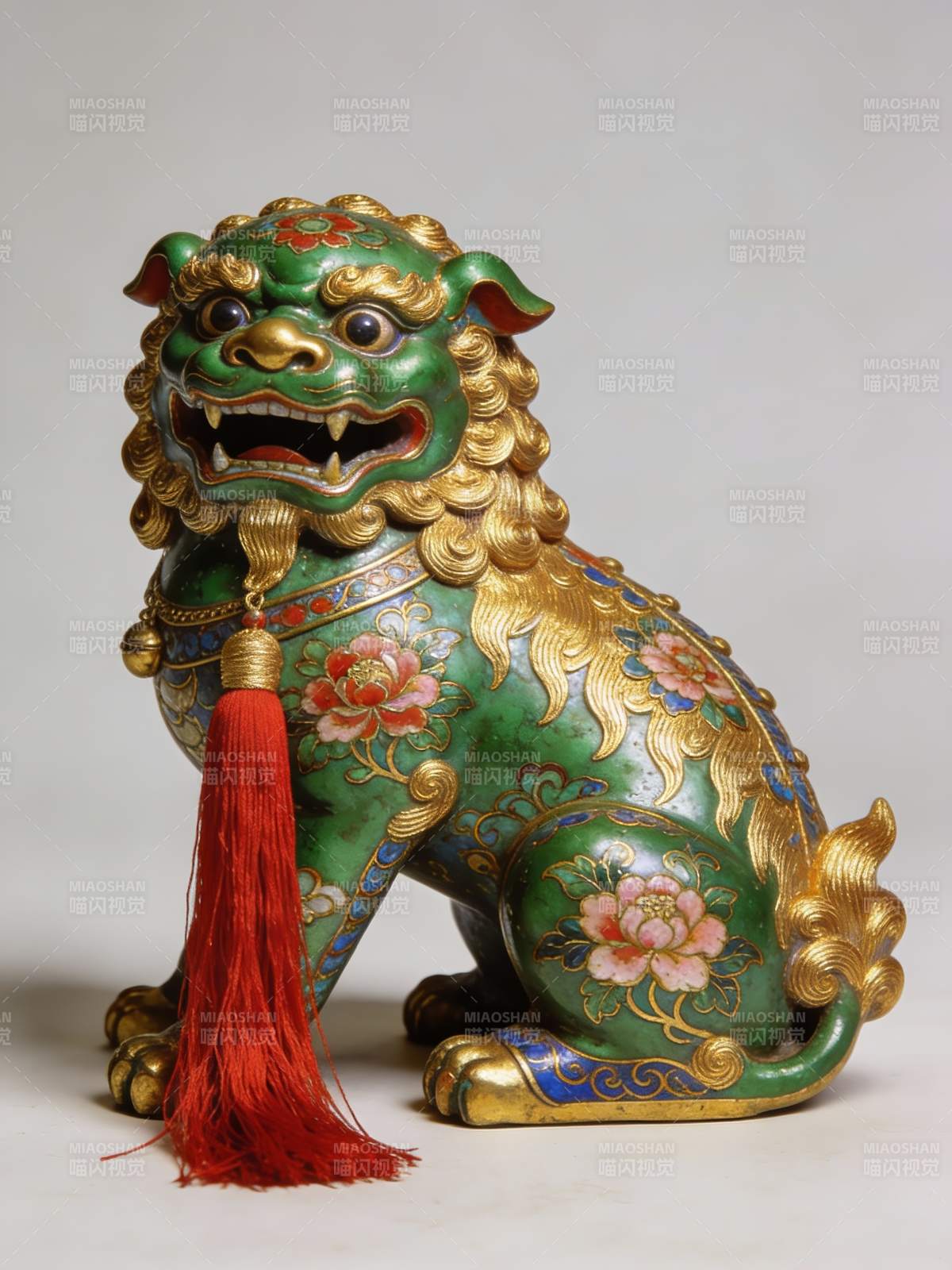 色彩斑斓的中式狮子雕像图片