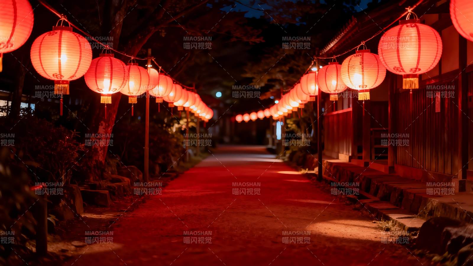 夜色灯笼古街图片