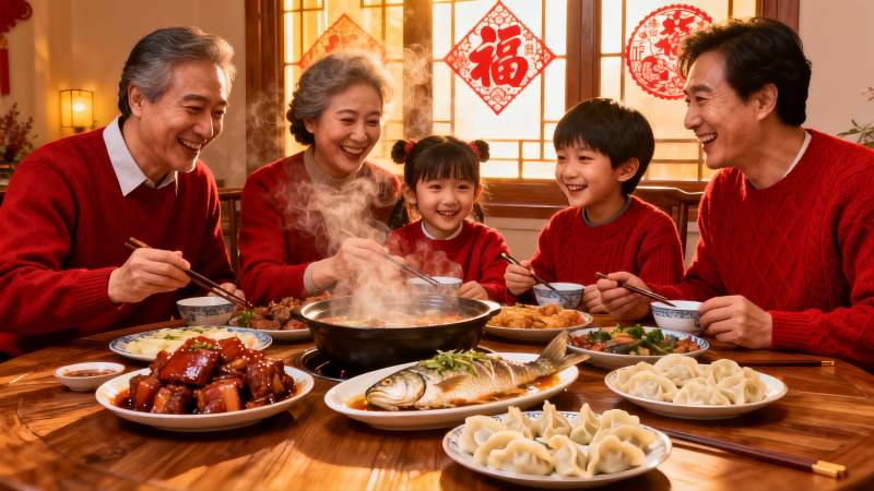春节家庭聚餐其乐融融图片