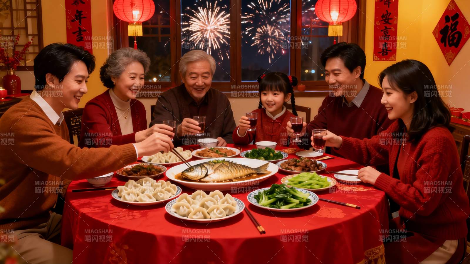 春节家庭聚餐欢庆团圆图片