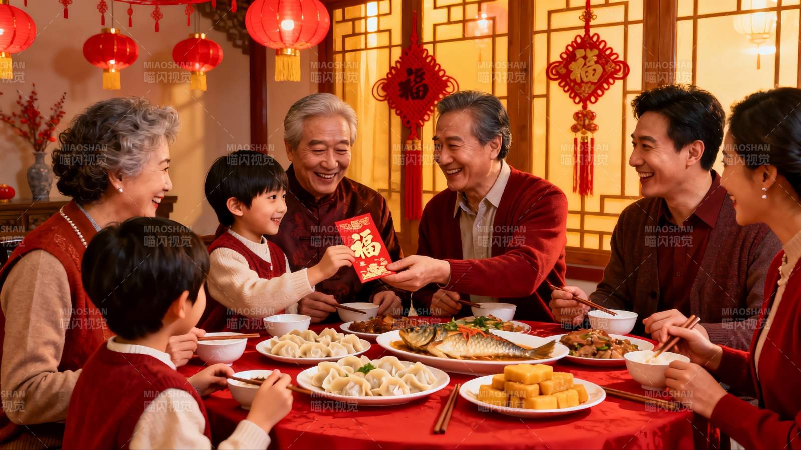 春节家庭聚餐欢庆团圆图片