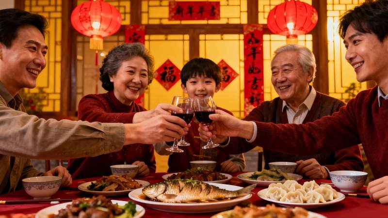 家庭聚餐举杯庆团圆图片