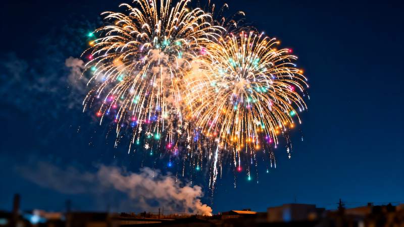 夜空烟花绽放绚丽多彩图片