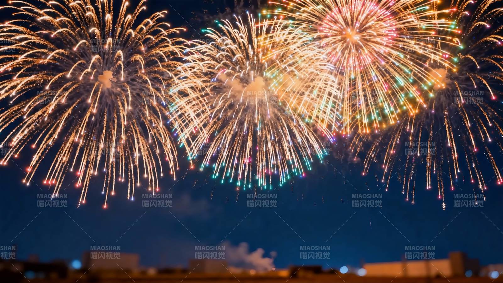 夜空烟花绽放绚丽多彩图片