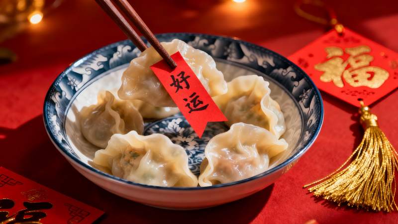 新年饺子好运连连图片