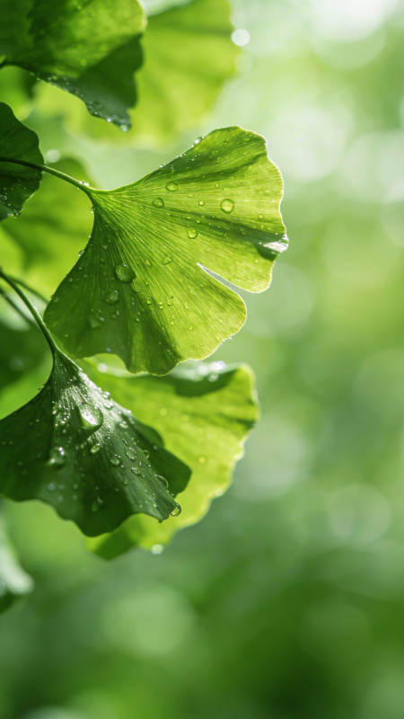 雨后银杏叶图片