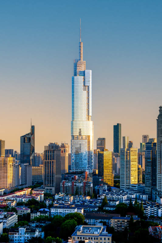 南京紫峰大厦日落图片