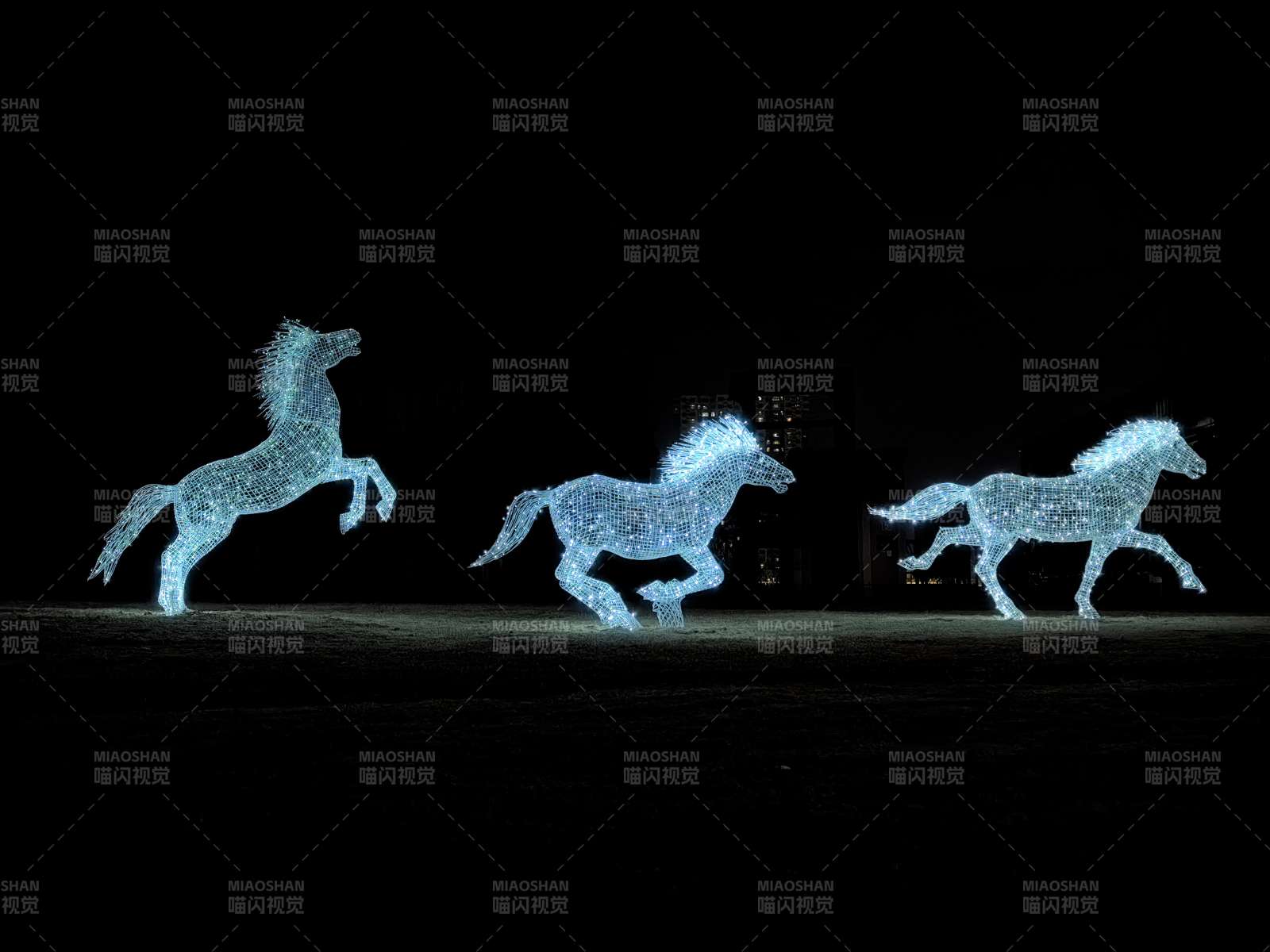 光影马群奔跑图片