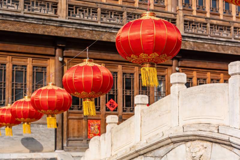 红灯笼迎新春图片