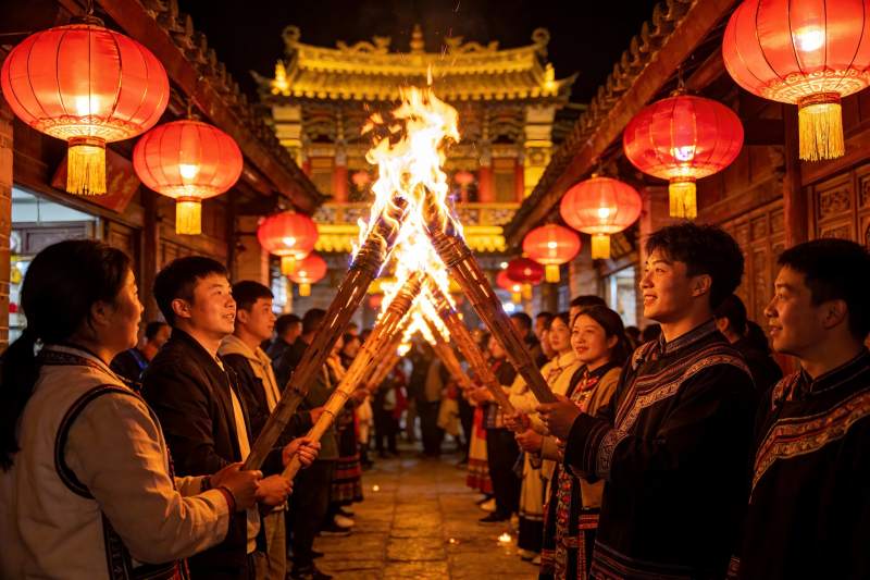 传统节日火把节庆典现场图片