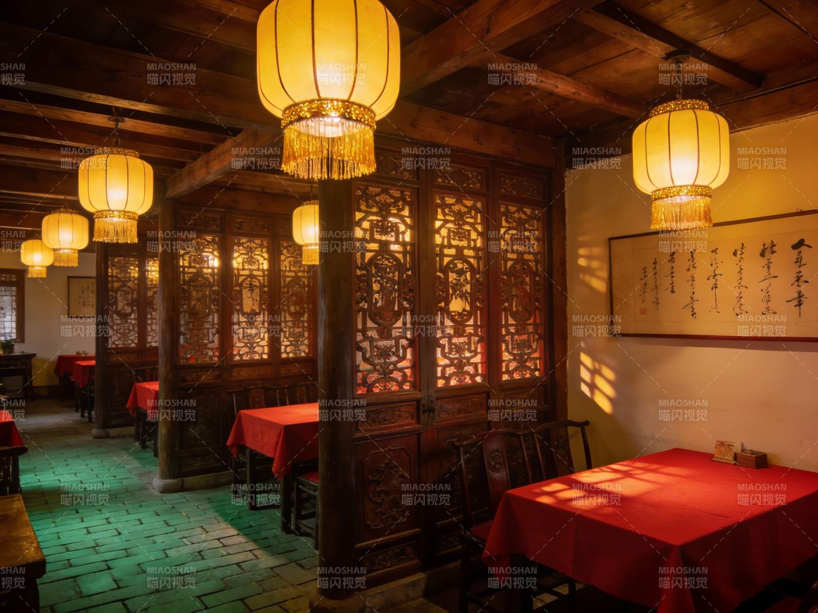 古色古香中式餐厅内部景象图片