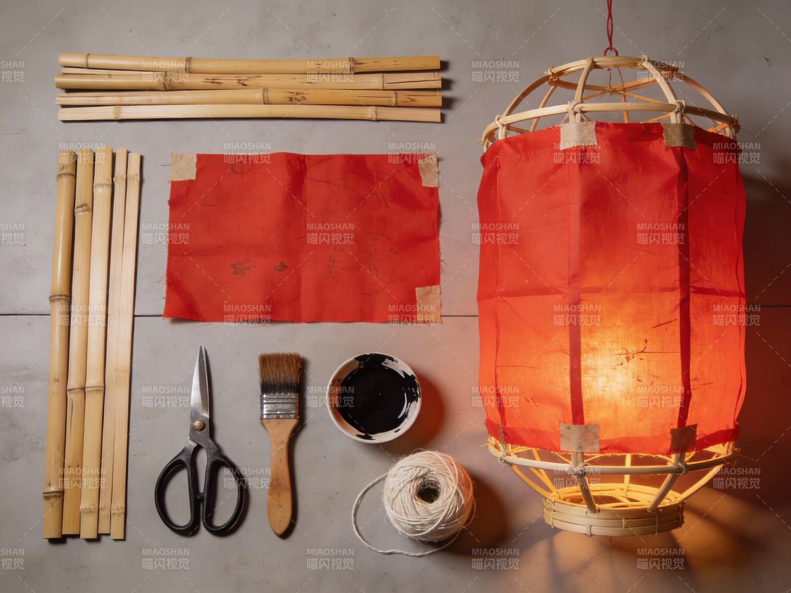 手工制作灯笼材料展示图片
