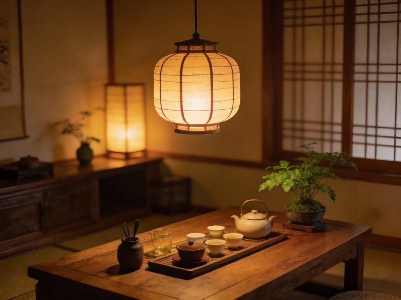 暖光茶室静谧氛围图片