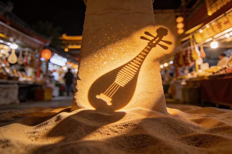 夜市沙雕乐器光影艺术图片