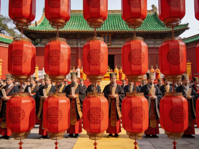 红灯笼迎春祈福图片