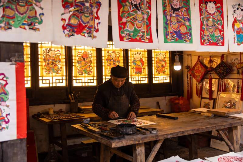 匠人室内创作传统年画图片